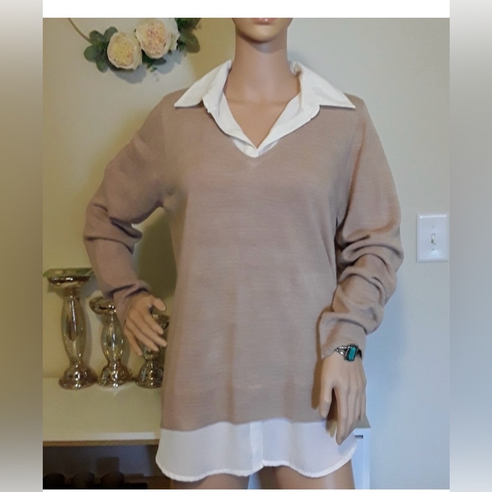 **IN SEARCH OF** Croft & Barrow Beige Layered Sweater XL Or Plus Sz - Picture 2 of 2